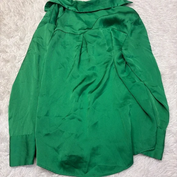 ZARA Kelly Green Silk Effect Blouse - Picture 4 of 4